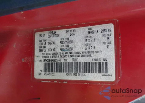 1994 Dodge Ram 1500 from USA, damaged, VIN 1B7HC16X0RS695148